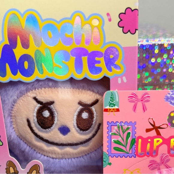 NEW Cute Purple Monster Plush Keychain + Lip Balm Gift Set - Picture 2 of 3